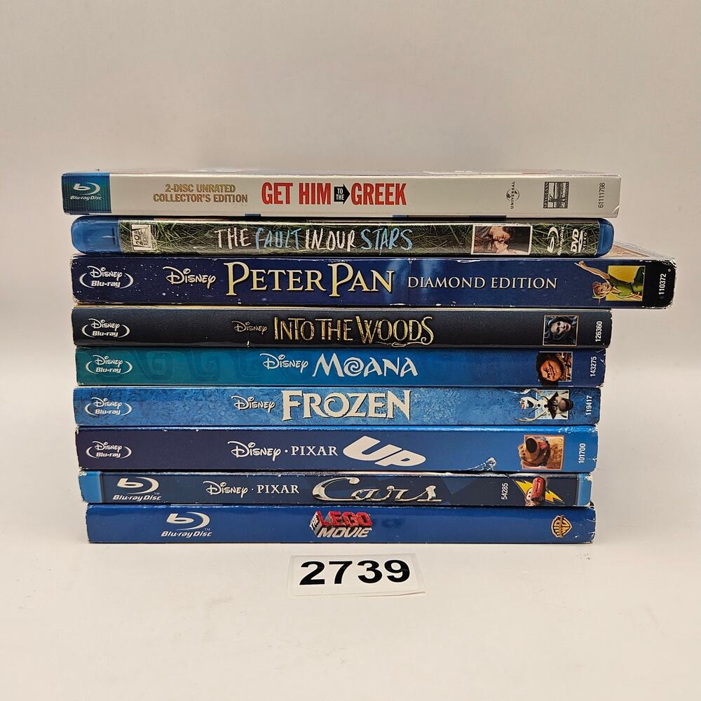 DISNEY BLU-RAY LOT OF 10 FROZEN MOANA PETER PAN CARS UP & MORE
